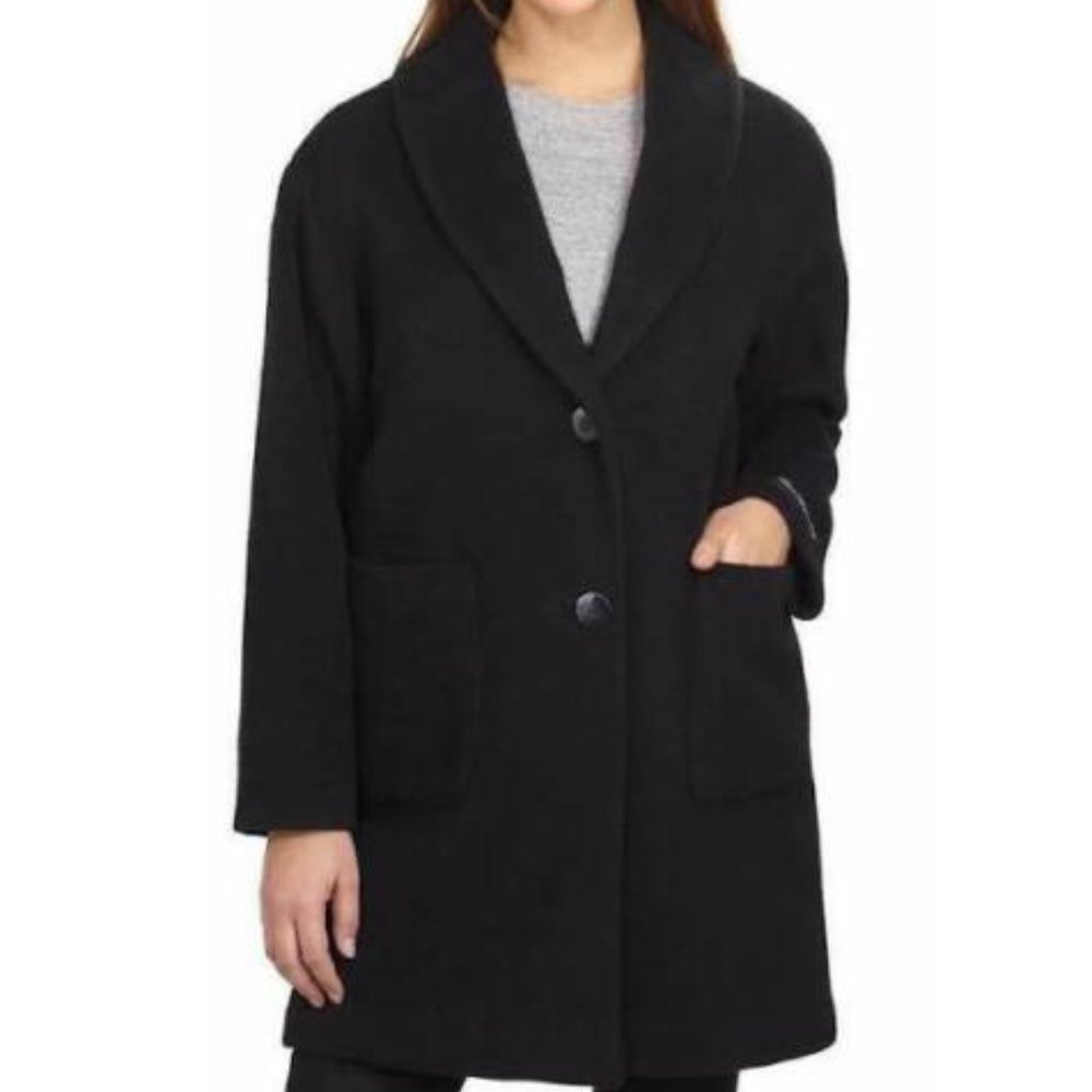 Derek Lam 10 Crosby Womens Oversize Wool Coat Black Size XS Wool Blend